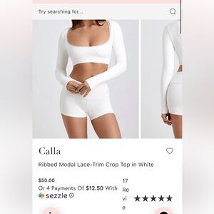 Calla Ribbed Modal Lace-Trim Crop Top in White